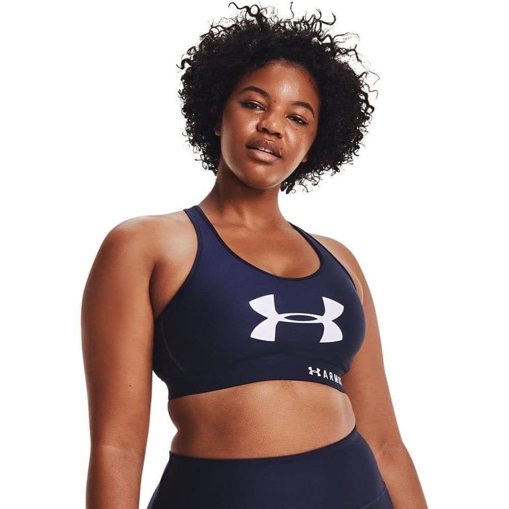 ✨Under Armour Women's Mid Keyhole Graphic Sz Large Navy Sports Bra✨